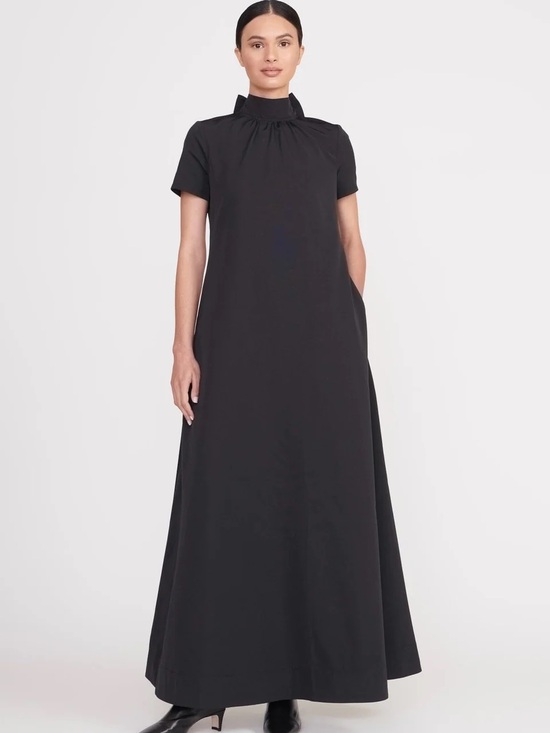 STAUD Dresses & Skirts - STAUD Ilana Black High-Neck Short Sleeve Maxi Dress